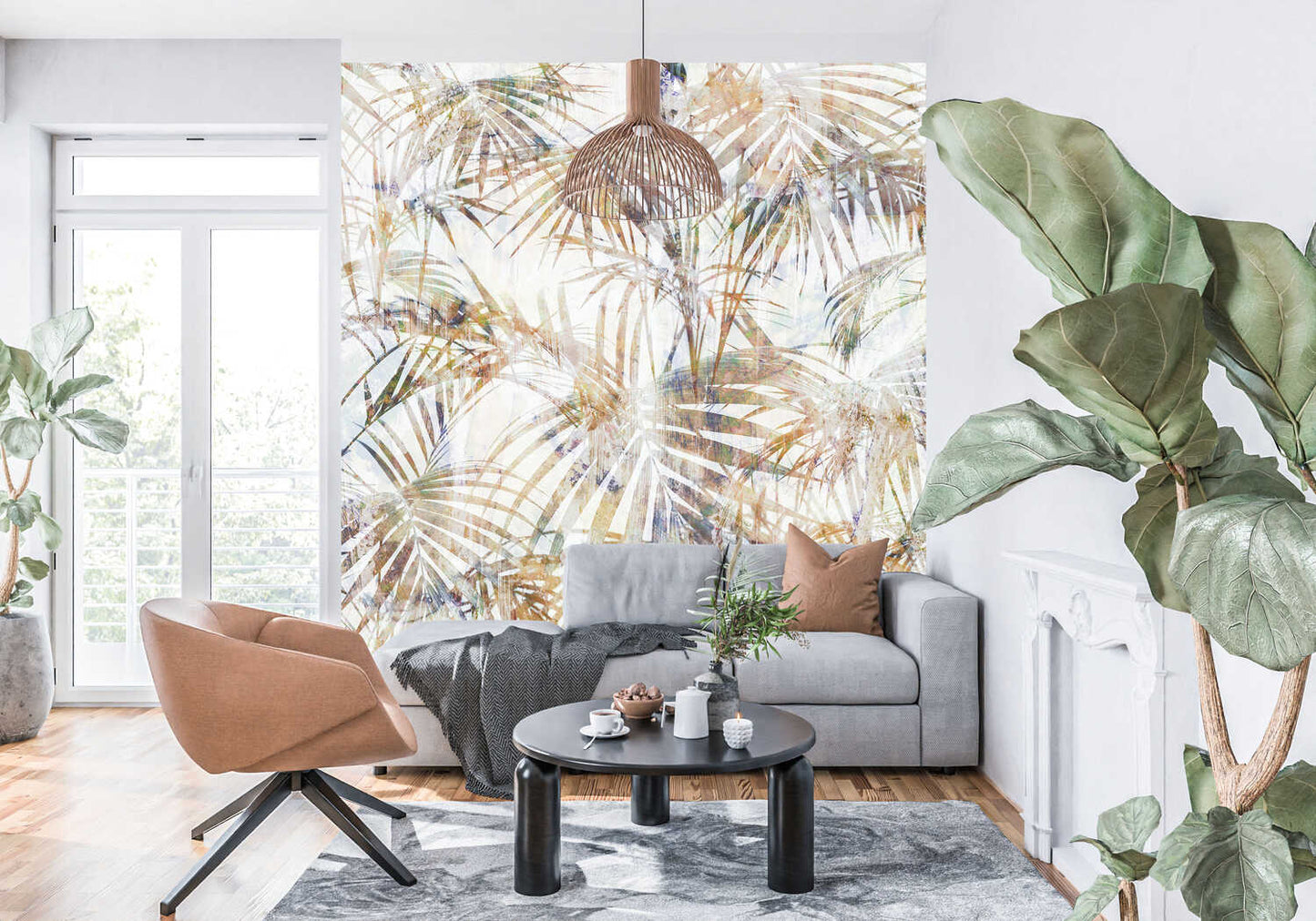 Papier Peint Feuille De Palmier Doré