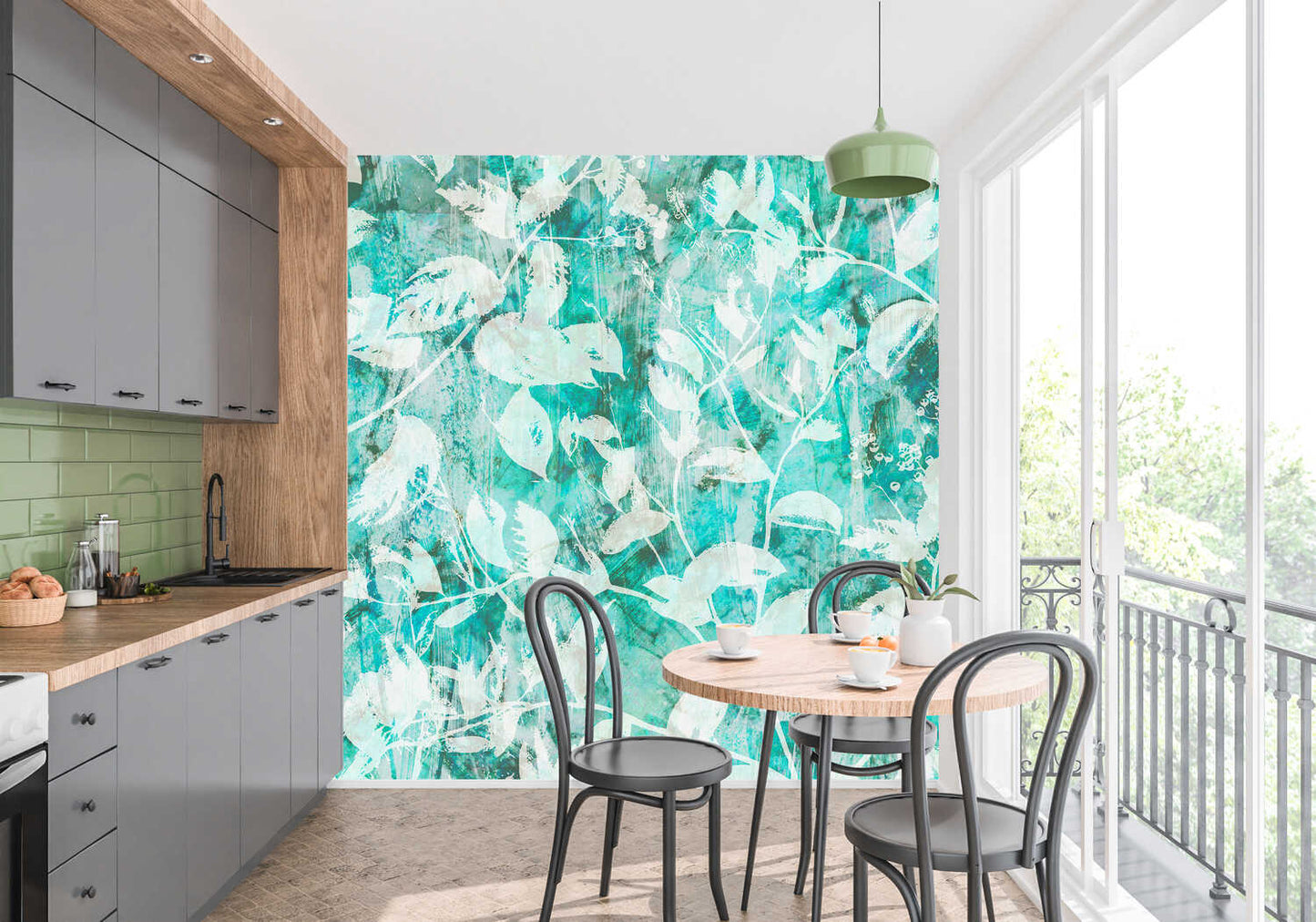 Papier Peint Floral Bleu