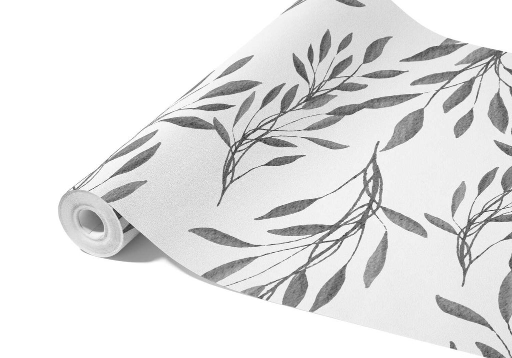 Papier Peint Feuille Noir Et Blanc