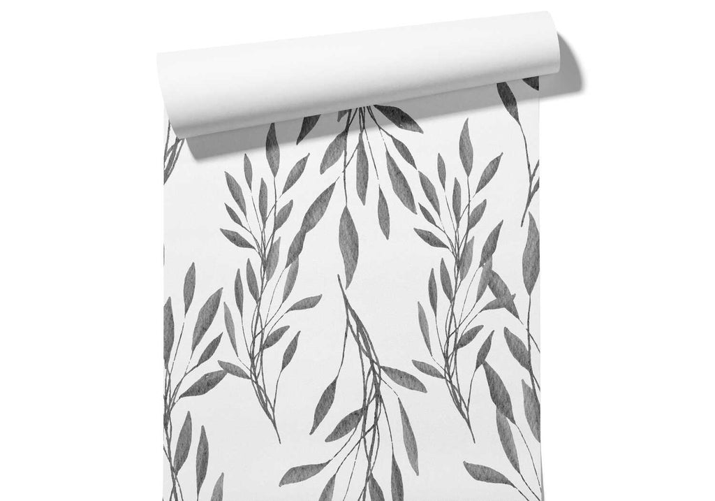Papier Peint Feuille Noir Et Blanc
