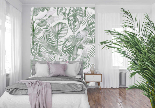 Papier Peint Tropical Noir Et Blanc