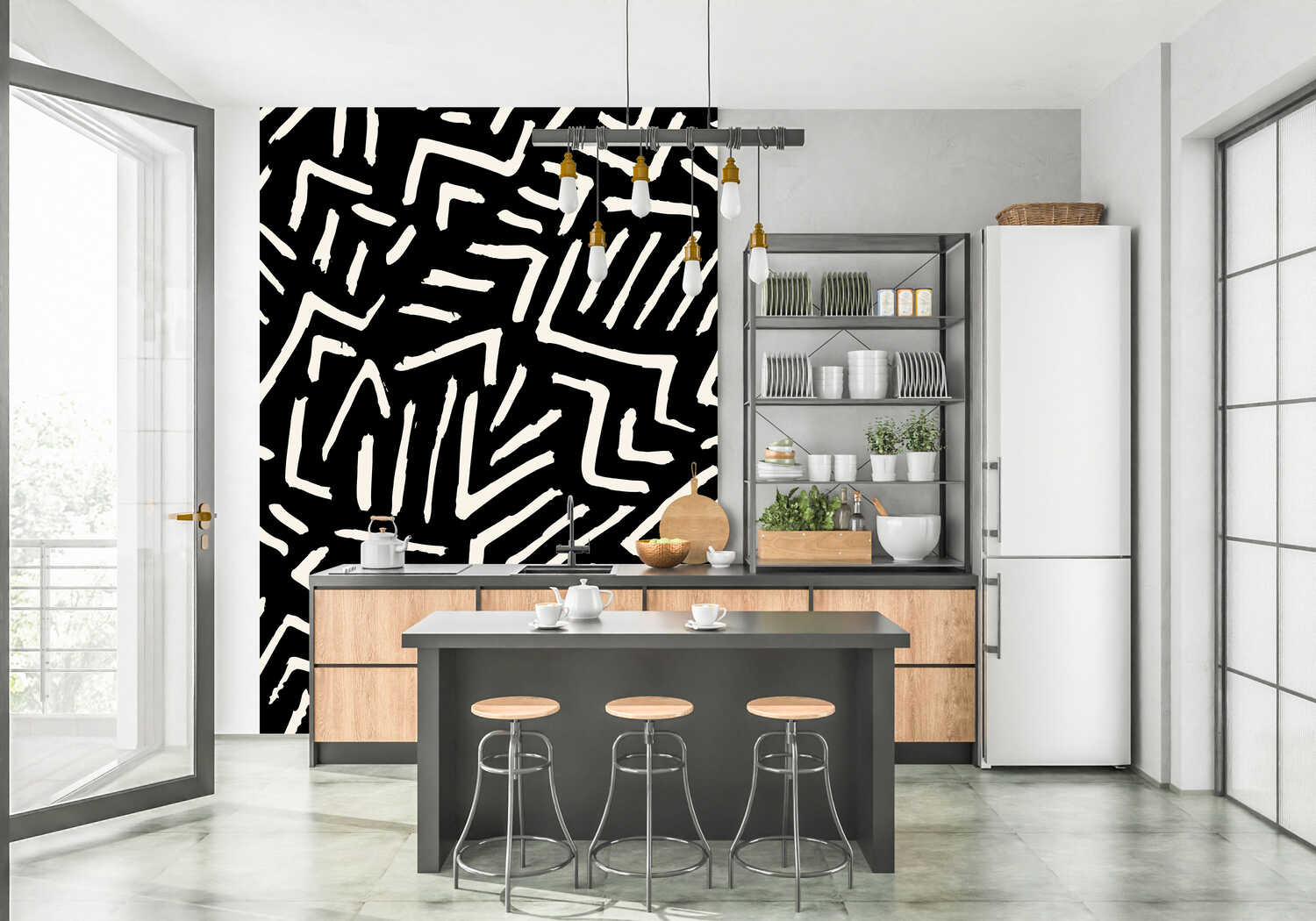 Papier Peint Noir Et Blanc Design