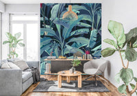Papier Peint Tropical Bleu Canard