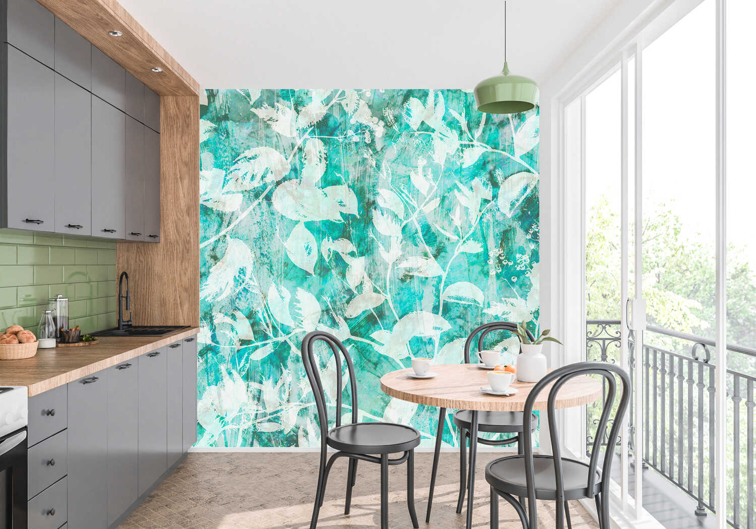 Papier Peint Floral Bleu