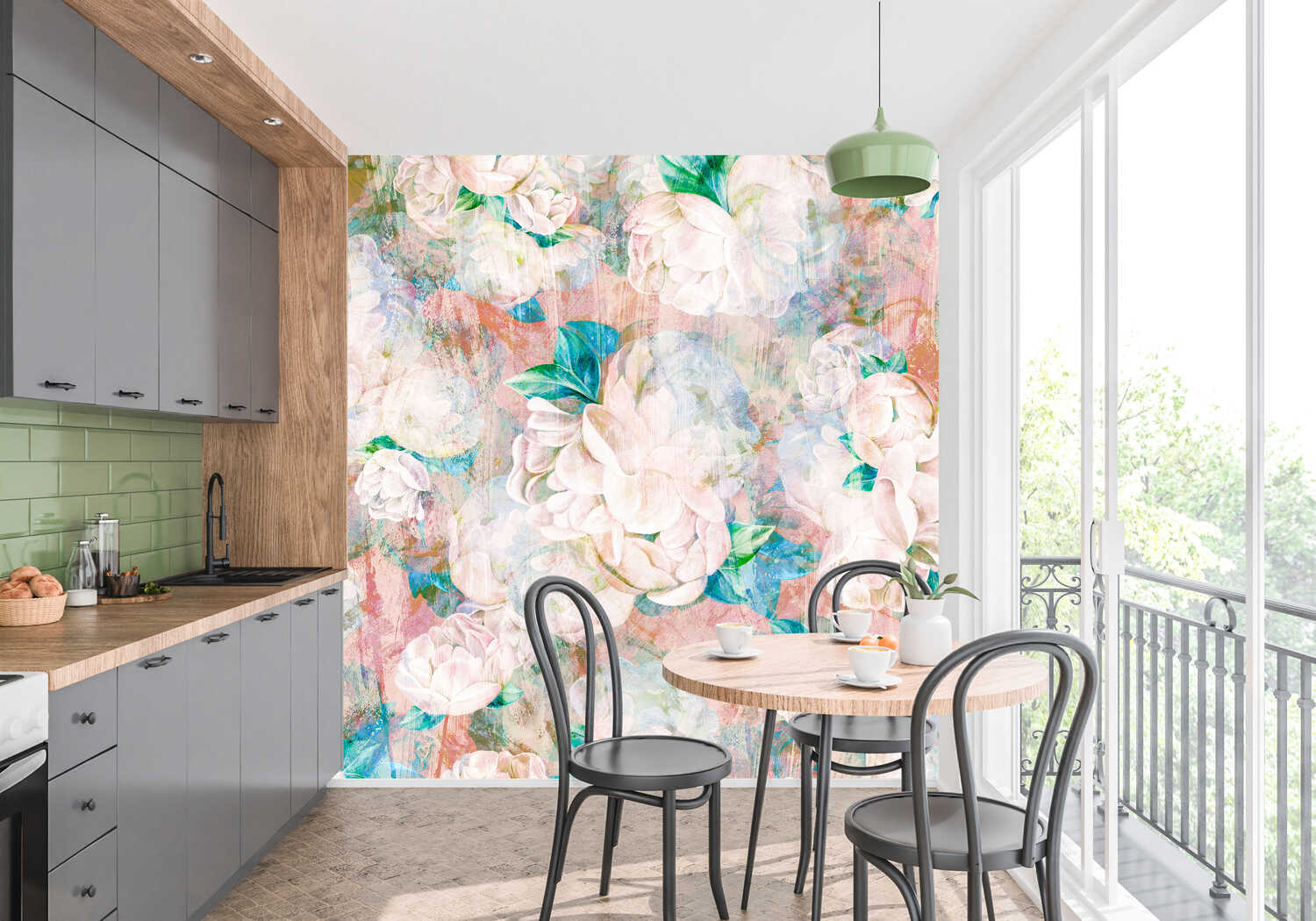 Papier Peint Floral Rose