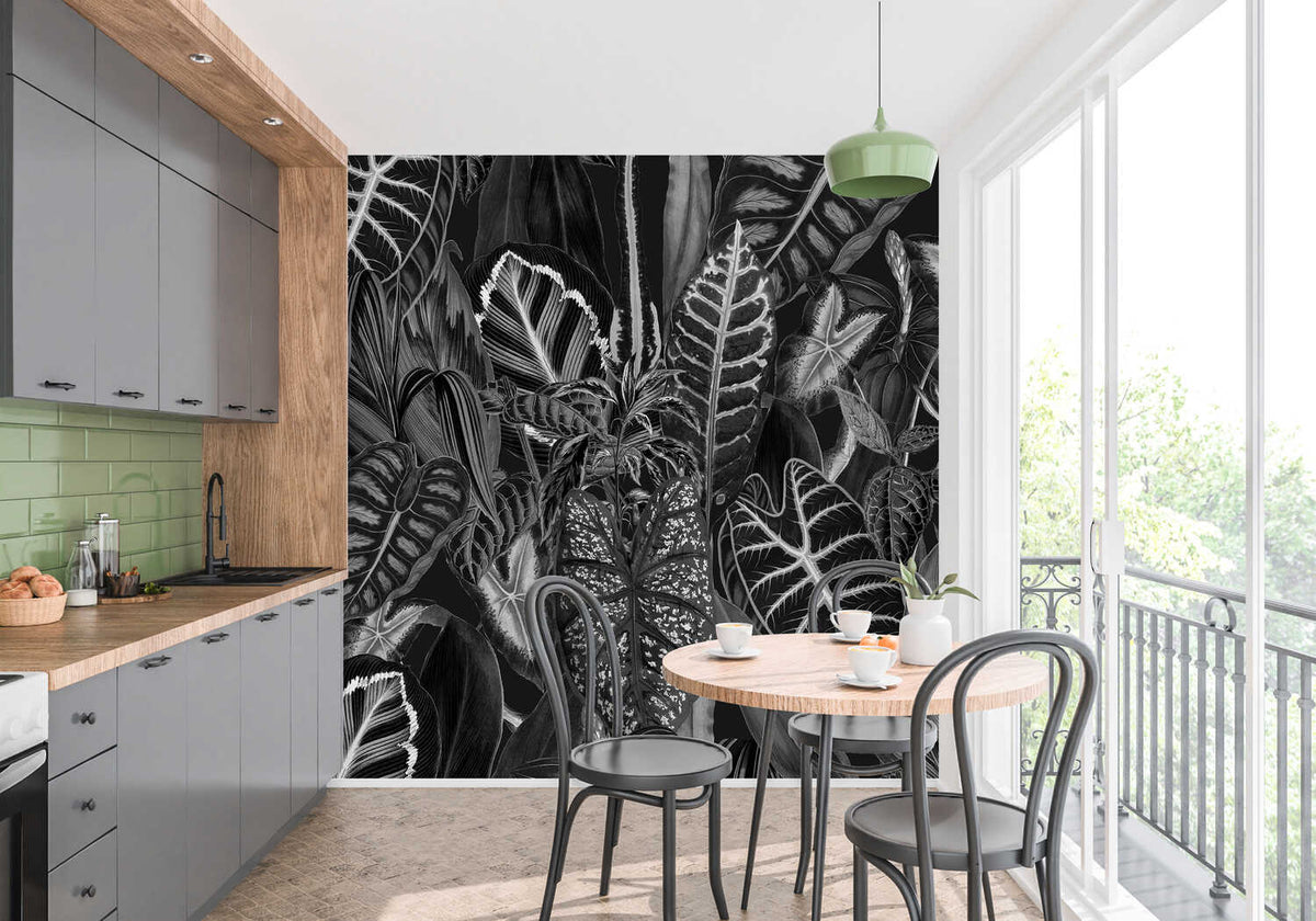 Tropical Papier Peint Jungle Noir Et Blanc