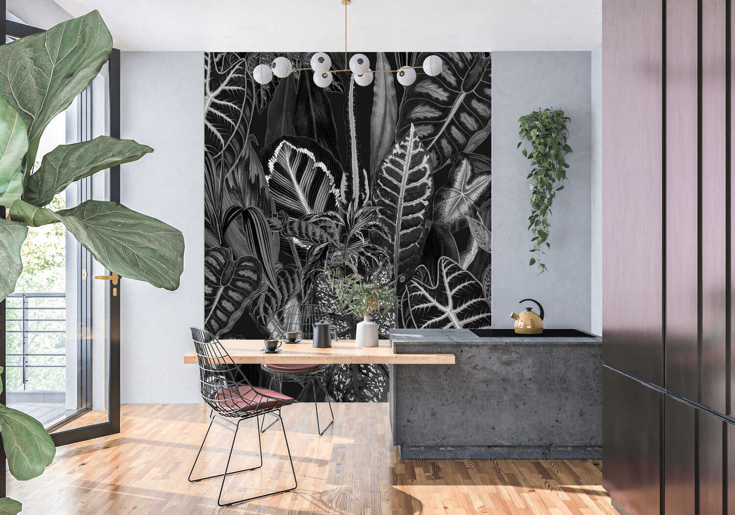 Tropical Papier Peint Jungle Noir Et Blanc